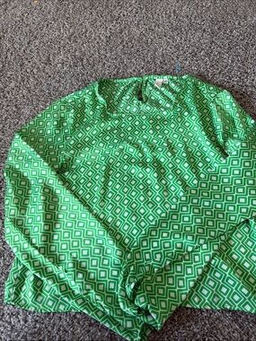 Jules & Leopold Green and White Diamond Print Blouse large